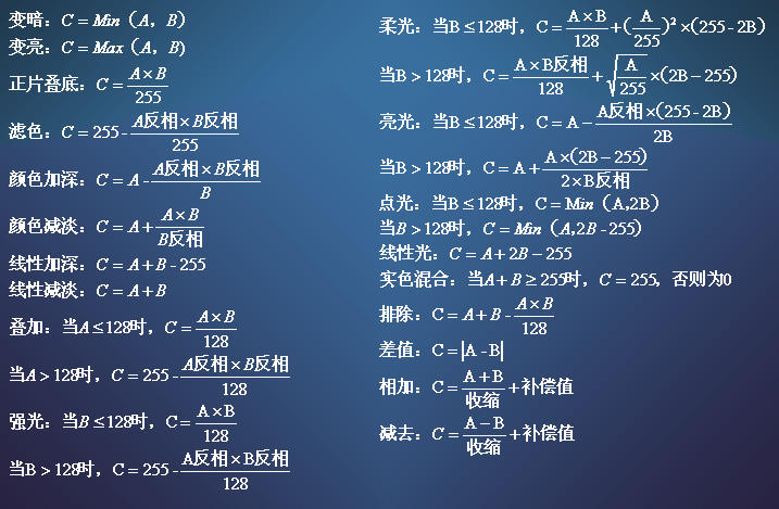 【叠加模式】PHOTOSHOP图层混合模式的计算公式