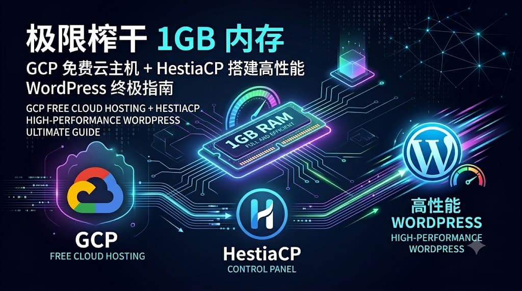 极限榨干 1GB 内存：GCP 免费云主机 + HestiaCP 搭建高性能 WordPress 终极指南