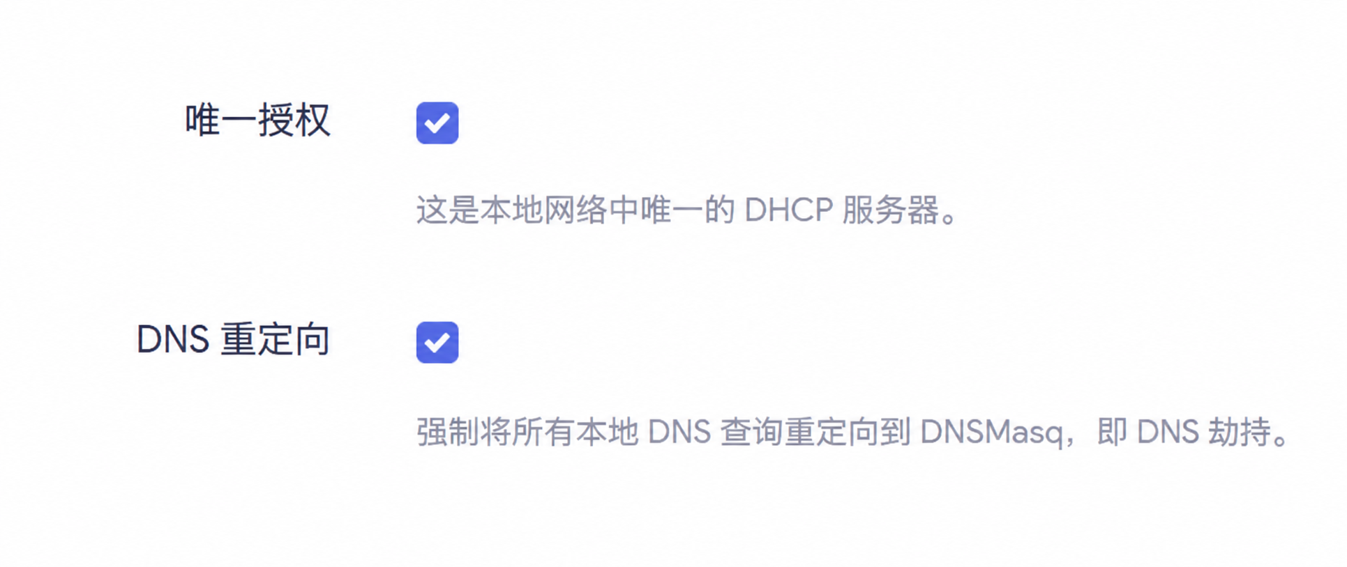 R4S 的 DHCP/DNS 常规设置中 DNS 重定向处于开启状态